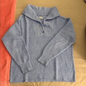 Blue Knit Collared Sweater